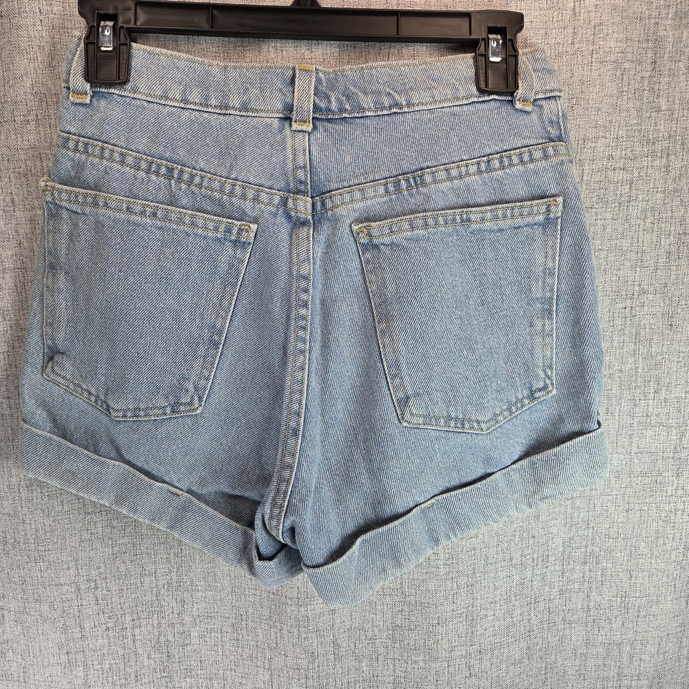 American Apparel Womens Denim Cuffed Shorts High Rise Size 25 Festival Beach - Picture 3 of 8